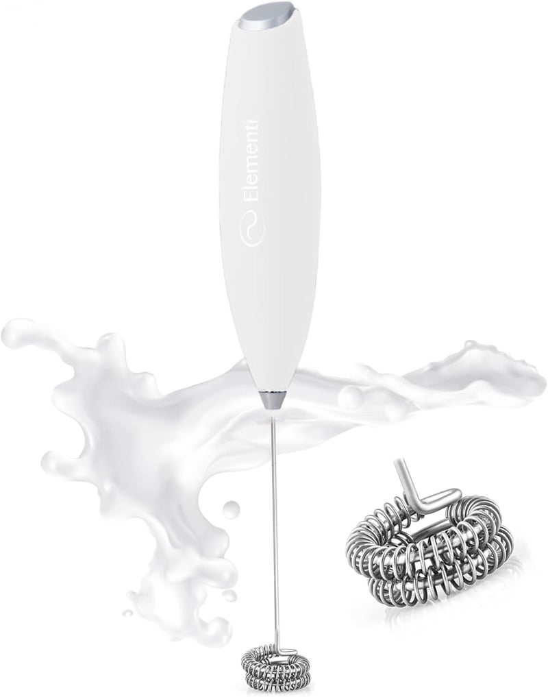 Elementi Frother Wand - Easy to Use Handheld Electric Stirrer for Powder Drinks, Durable & Powerful Protein Powder Mixer Wand, Hand Frother, Coffee Stirrers Electric (White) - Image 1